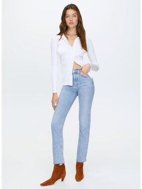 AGOLDE Women's High Waisted Cherie Jeans Medium Indigo Wash Raw Hem